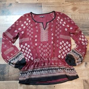 M Adrianna Papell Sheer Peasant Top